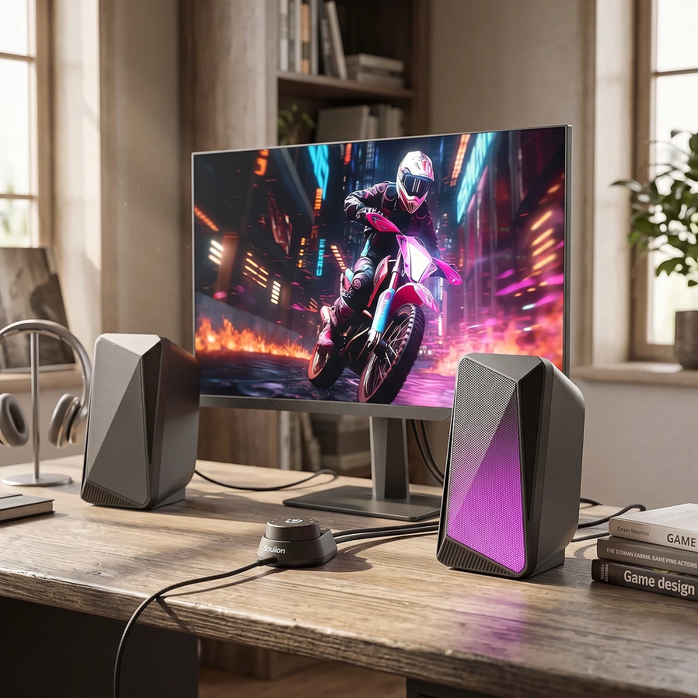 Altavoces SOULION C30 para PC: Sonido Claro con Efectos de Llama LED — foto 3