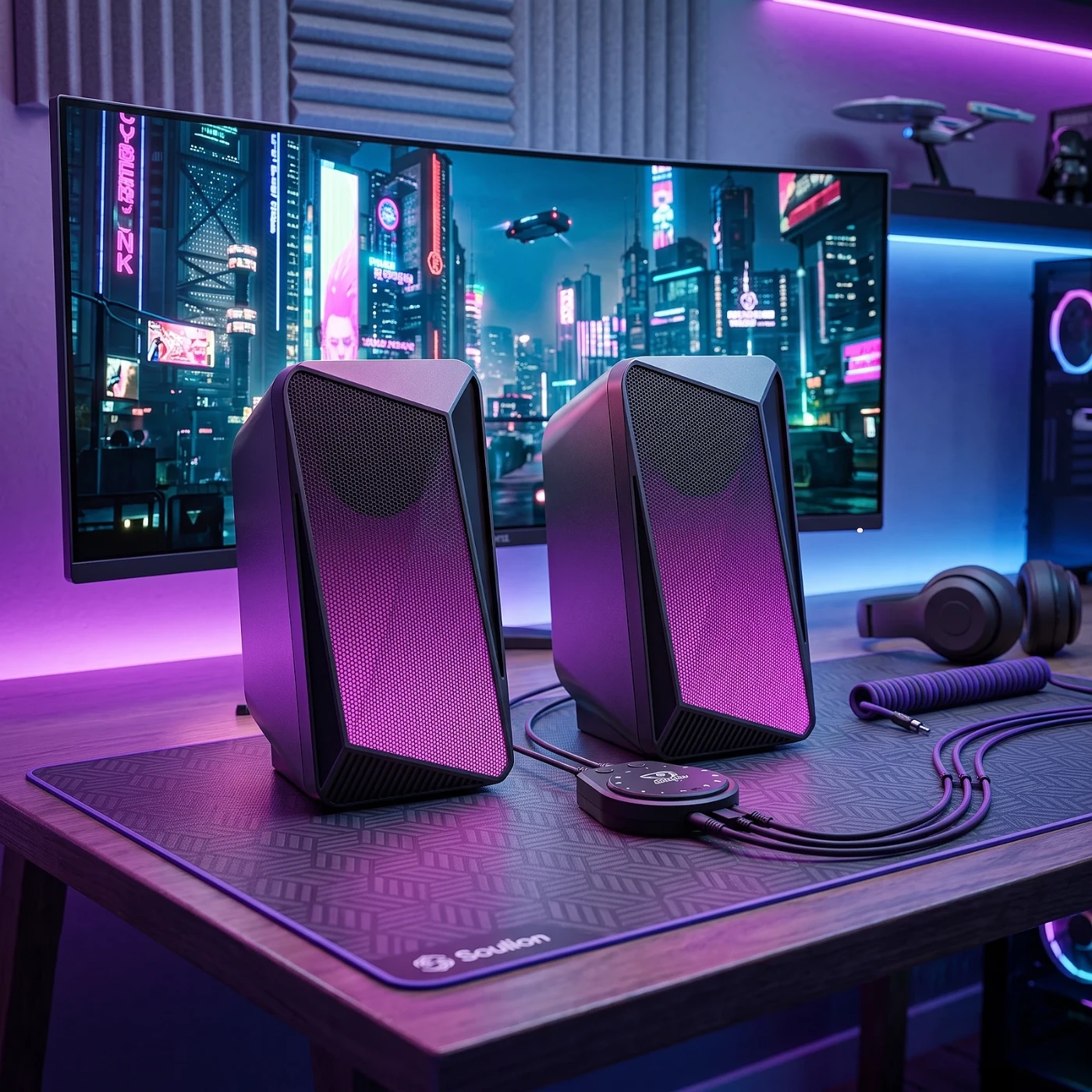 Altavoces SOULION C30 para PC: Sonido Claro con Efectos de Llama LED — foto 4