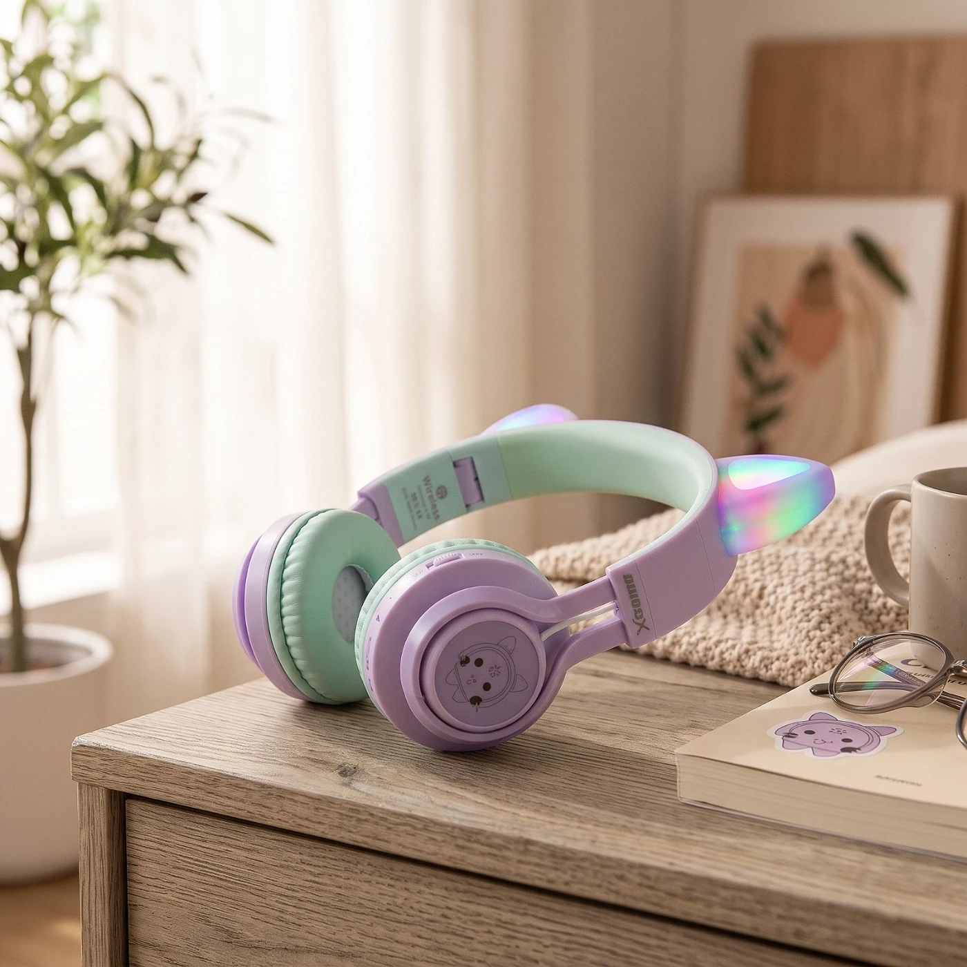 Audífonos Inalámbricos Riwbox CT-7S con Orejas de Gato, Luces LED y Micrófono — foto 4