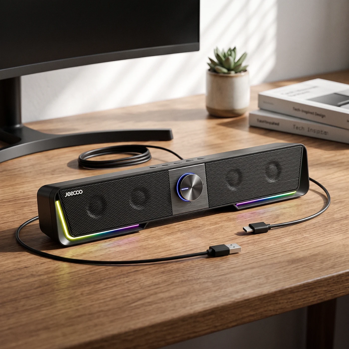 Barra de Sonido para PC Jeecoo A40 con Bluetooth y Luz LED — foto 3
