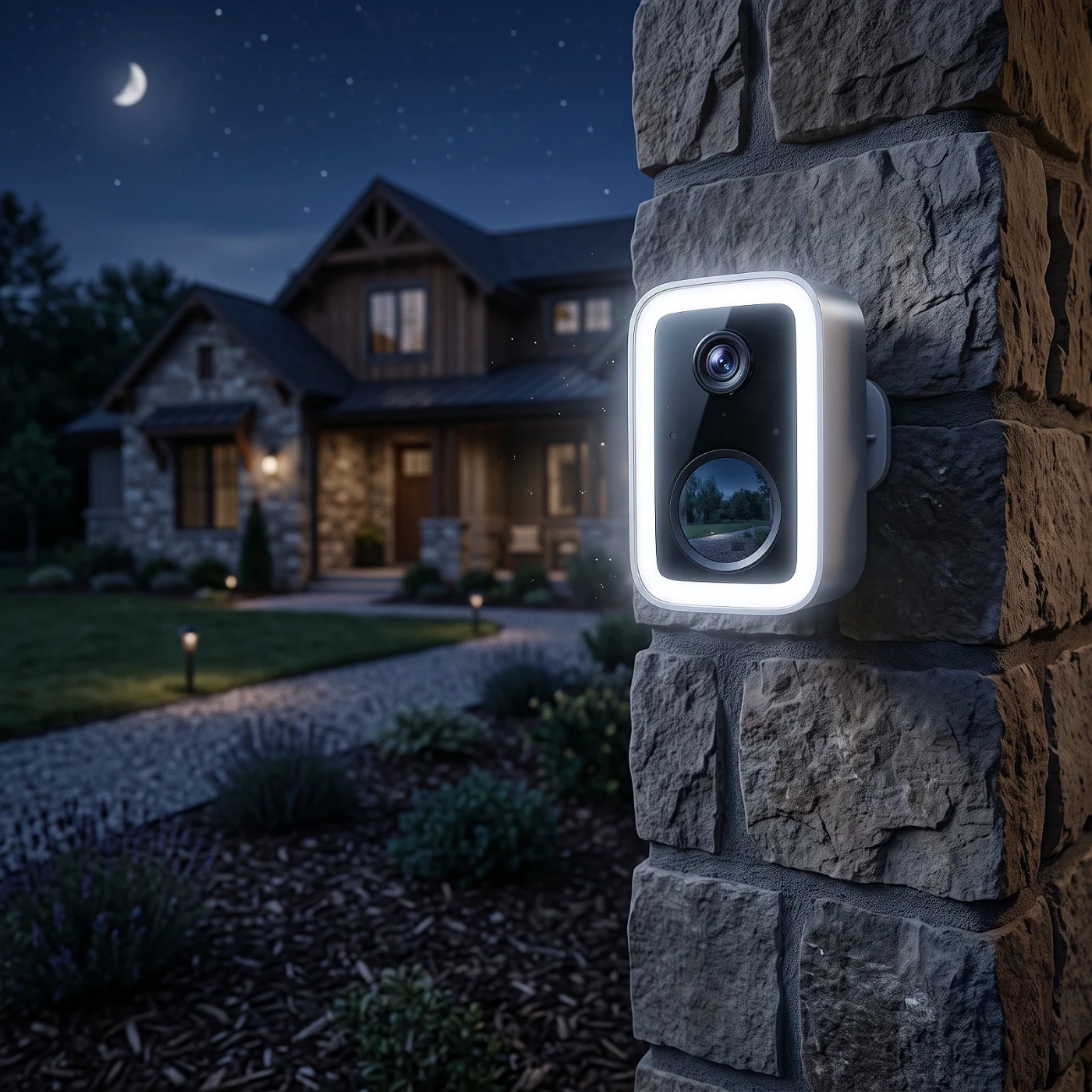 Cámara de Seguridad 2K Inalámbrica con Spotlight y Alarma — en uso
