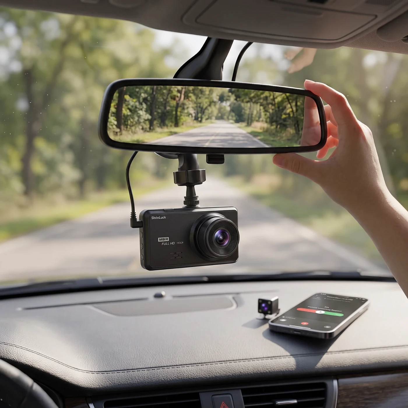 Dash Cam Doble 2.5K con Tarjeta de 64GB Incluida — en uso