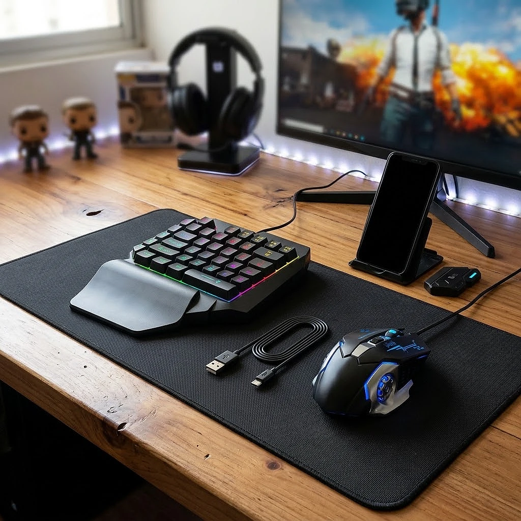 Mobilador Convertidor Teclado Gaming para Móvil con RGB y Soporte, Tipo C (Set Automático Presión de Arma) — foto 3