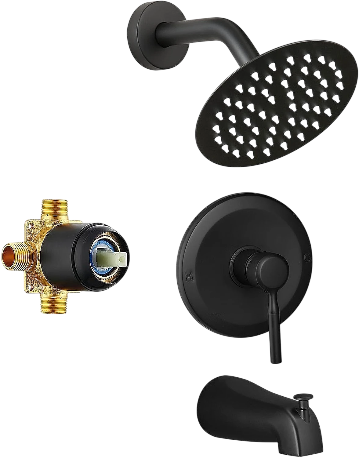 Kit de Ducha y Bañera Monocontrol Negro Mate — foto 1