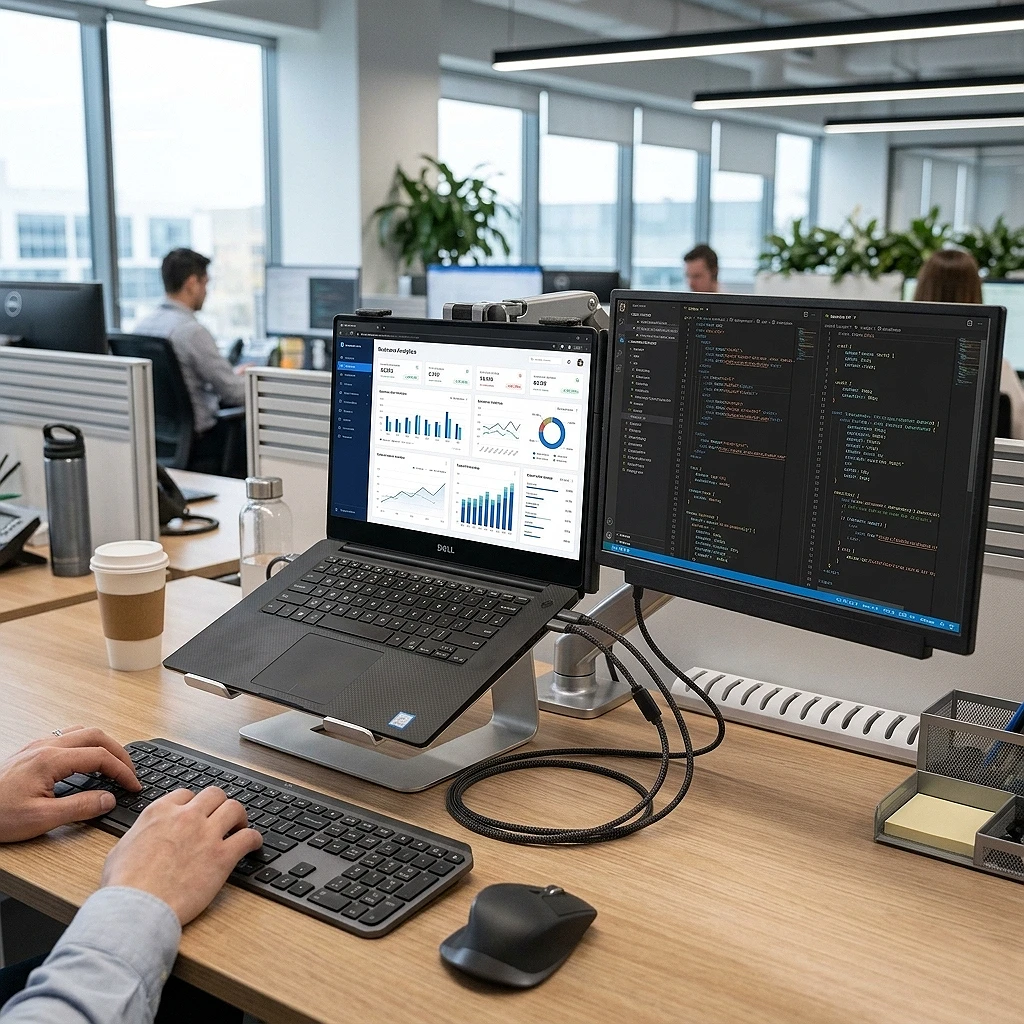 Monitor portátil Teamgee de 15,6 pulgadas para laptop — en uso