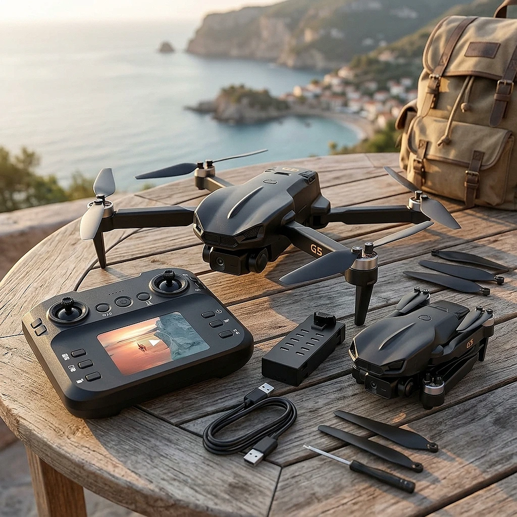 Drone plegable con cámara HD 1080p y pantalla de 2,8 pulgadas — en uso
