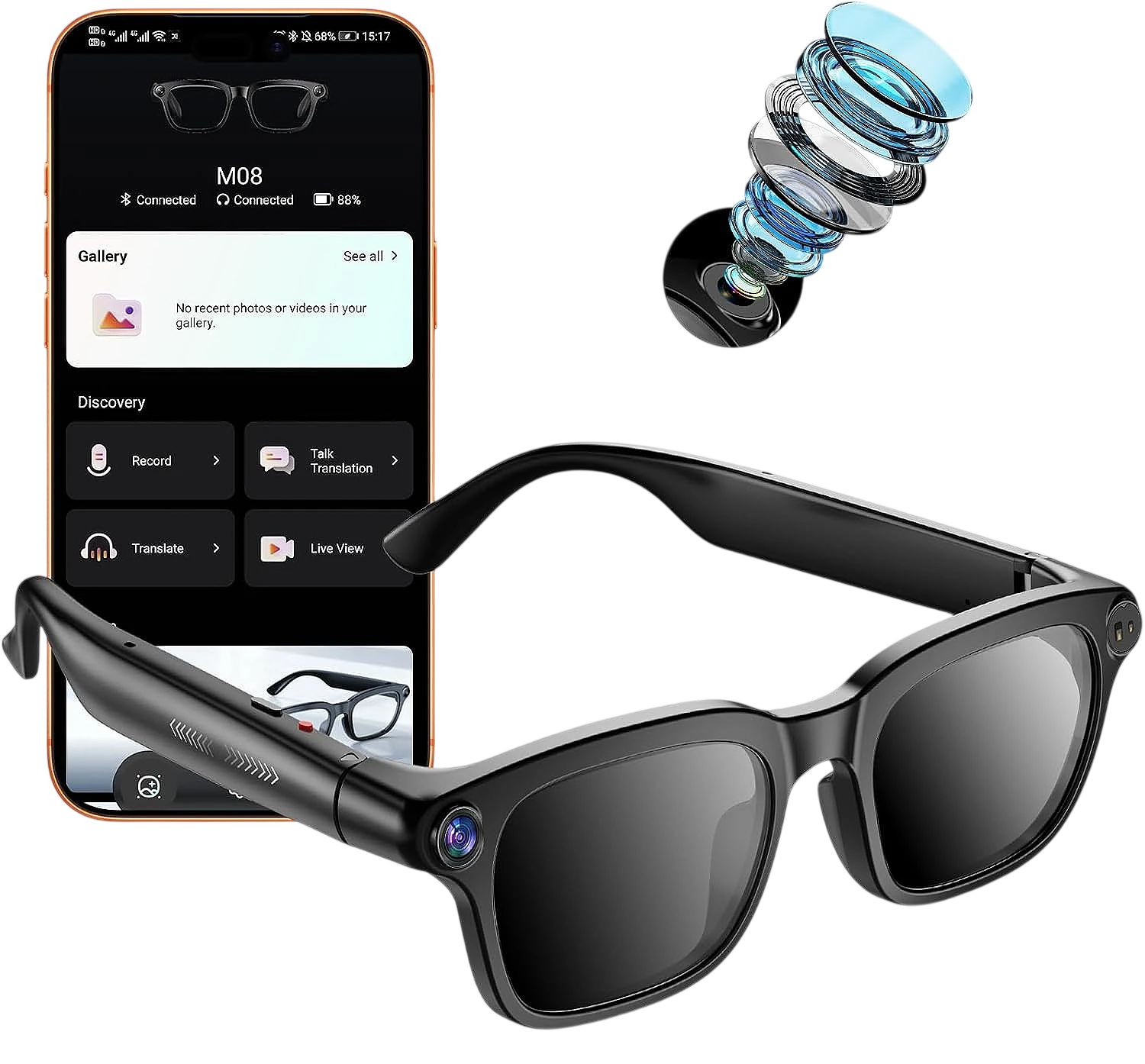 Lentes inteligentes con cámara 4K y cristales adicionales. — foto 1